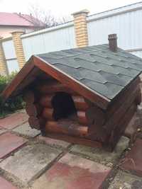 Будка для собаки утепленная деревянная из сруба дерева, вольер