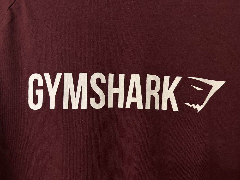 Koszulka Gymshark S bordowa tshirt logowany damska
