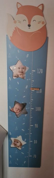 Drewniana miarka do wzrostu maluszka lisek