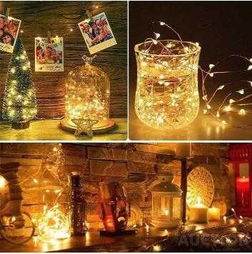 Гірлянда на батарейках 10 метрів, блакитна