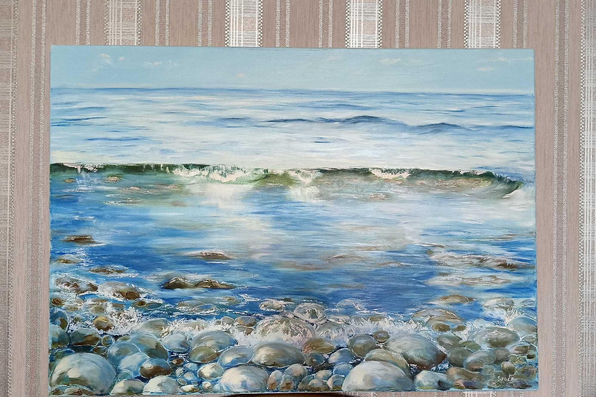 Картина масляными красками Пляж Море Волны Лето Интерьер Пейзаж