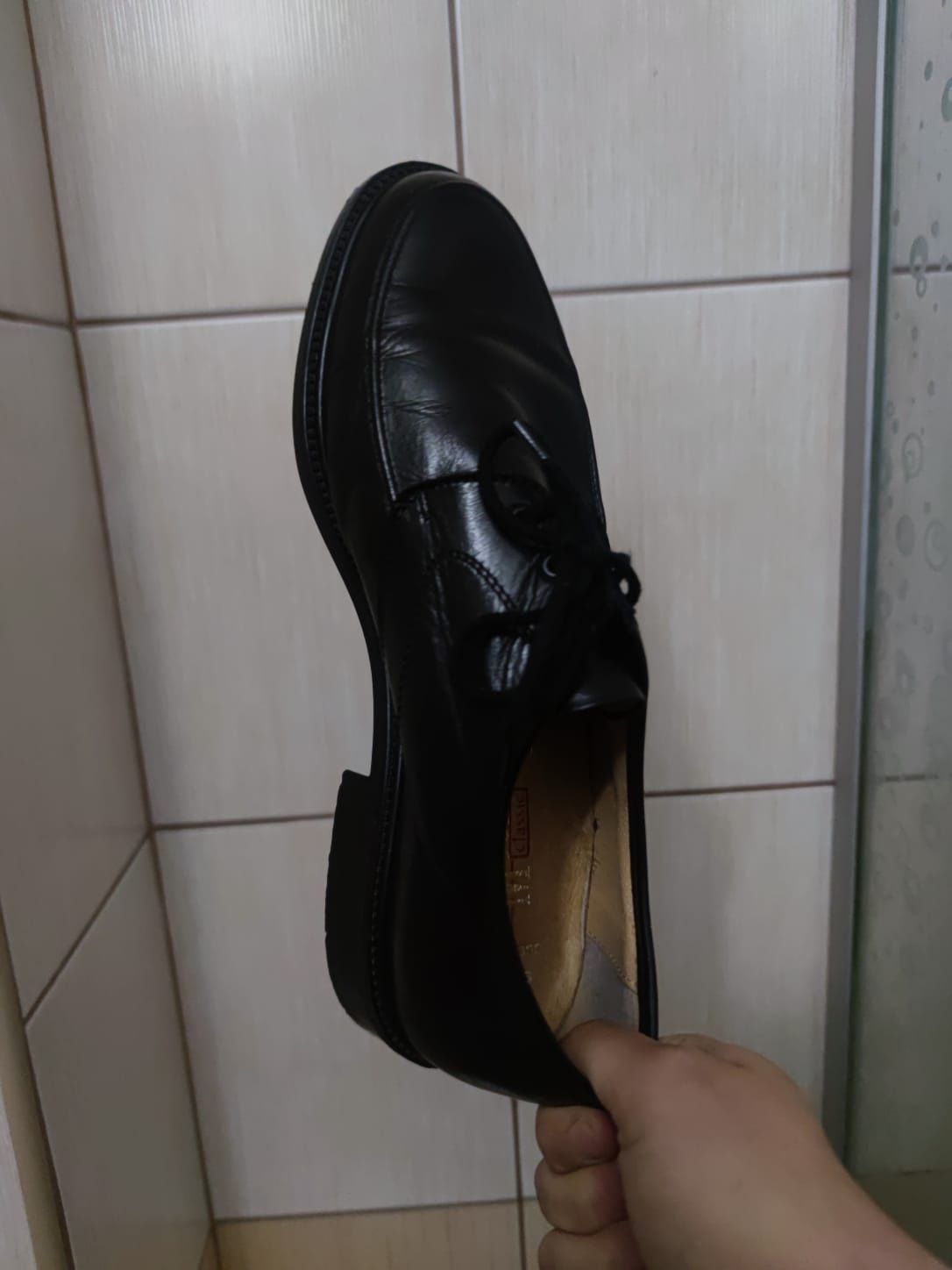 Buty obuwie 42 eleganckie M John męskie czarne leather skóra skórzane