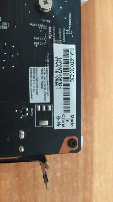 Продам видеокарту ASUS GTX-1060 O3G