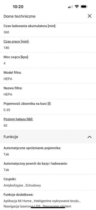 Robot sprzątający XIAOMI Vacuum X10 EU