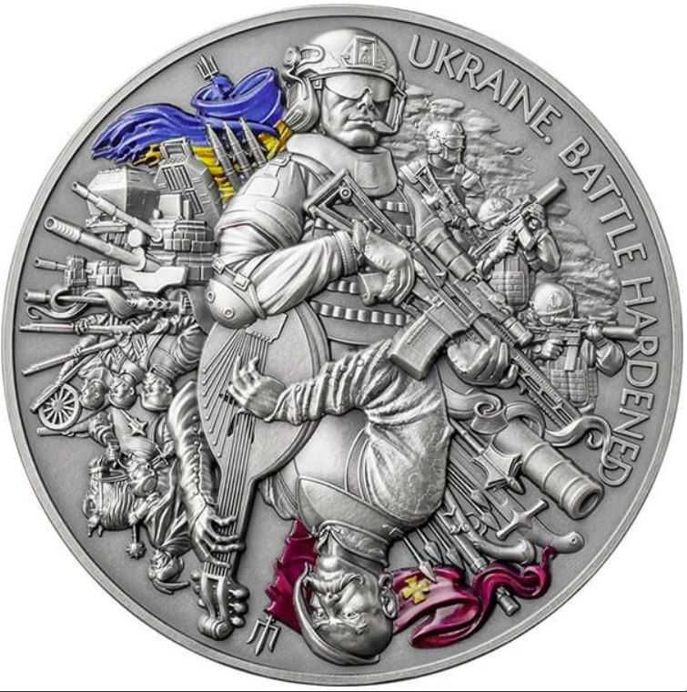 Срібна монета Україна Загартована в битвах UKRAINE BATTLE HARDENED