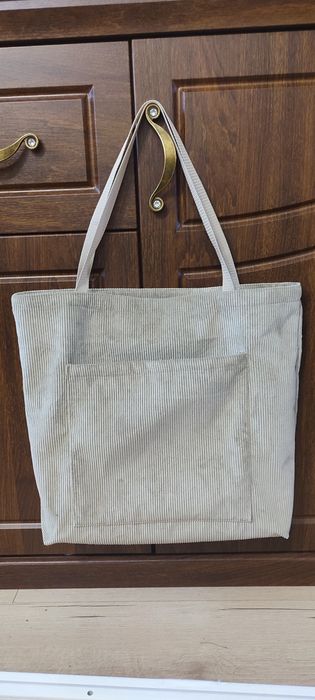 Torba shopper sztruks z kieszonką