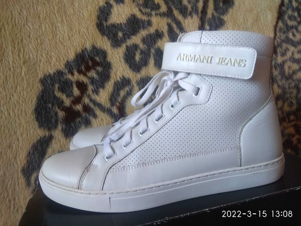 Super sneakersy Armani jeans white Mid wkładka 27 cm