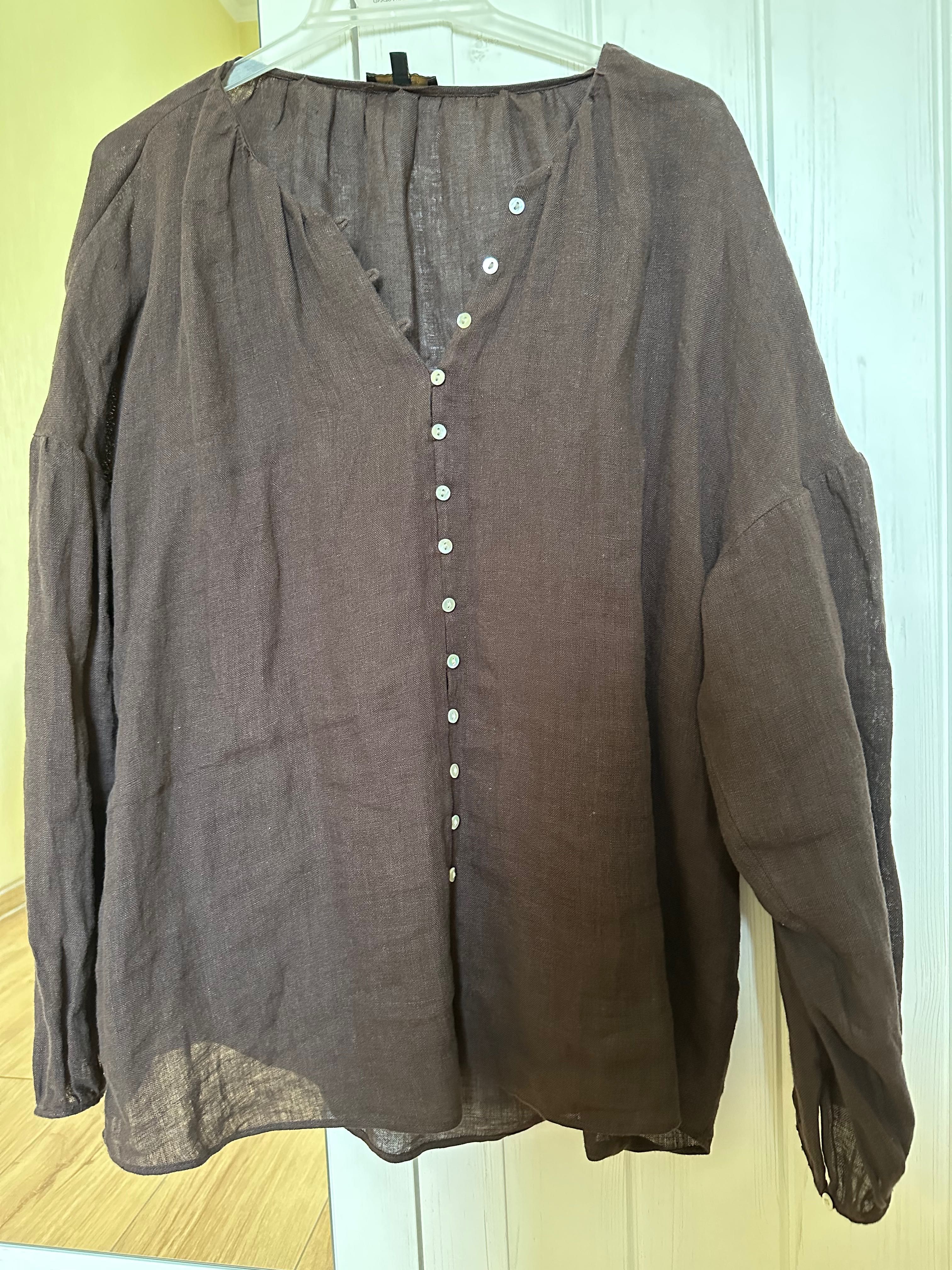 Льняна блуза Massimo Dutti