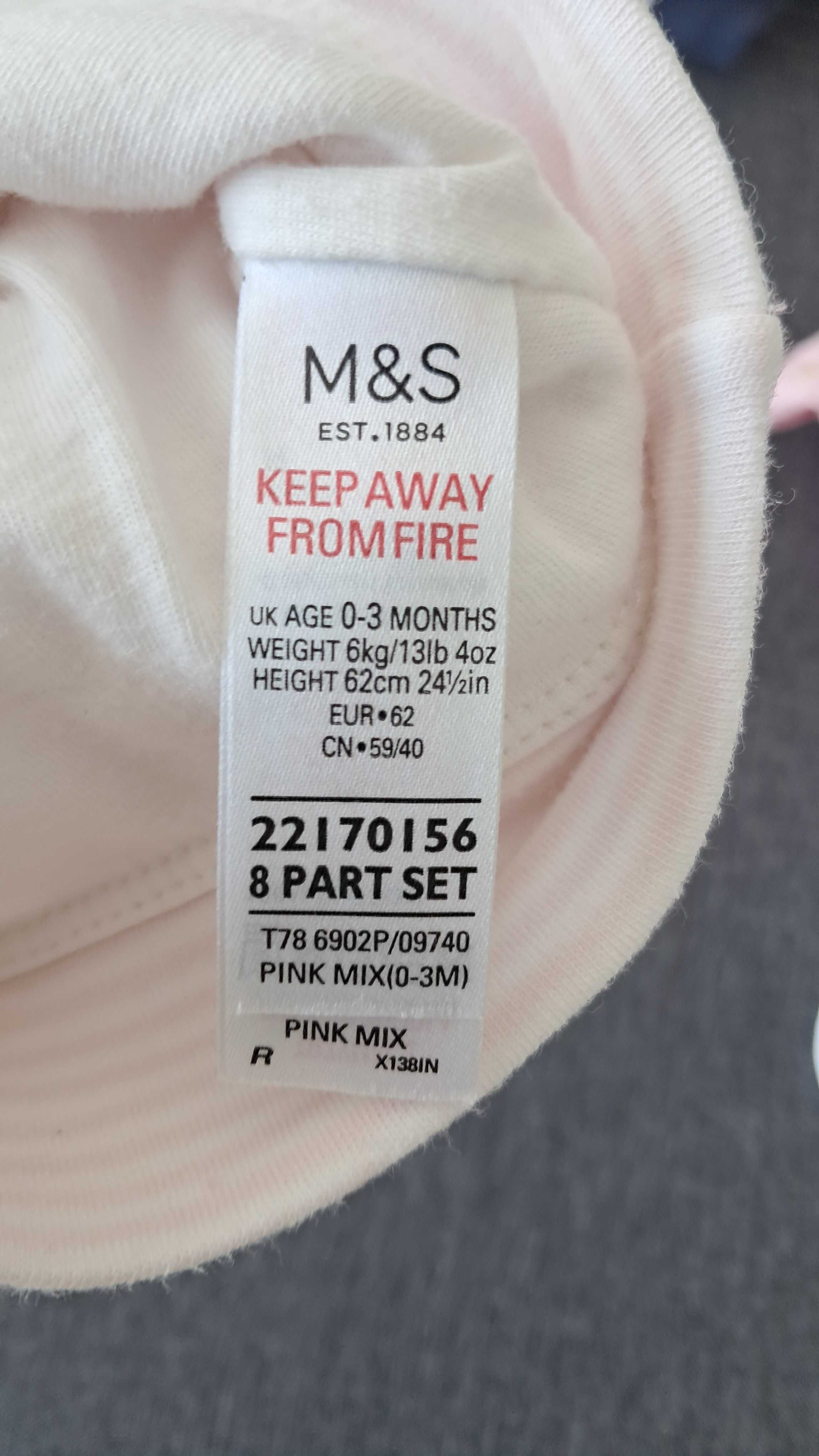Czapka noworodek niemowlę dla dziewczynki paseczki MARKS & SPENCER