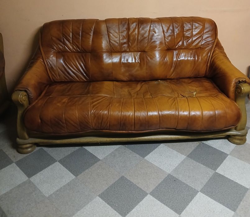 Komplet wypoczynkowy skórzany