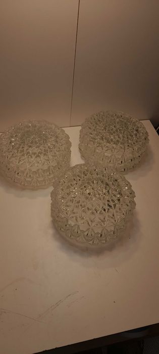 Klosze Plafony z PRL STAN JDEALNY jak kryształy .3 Sztuki