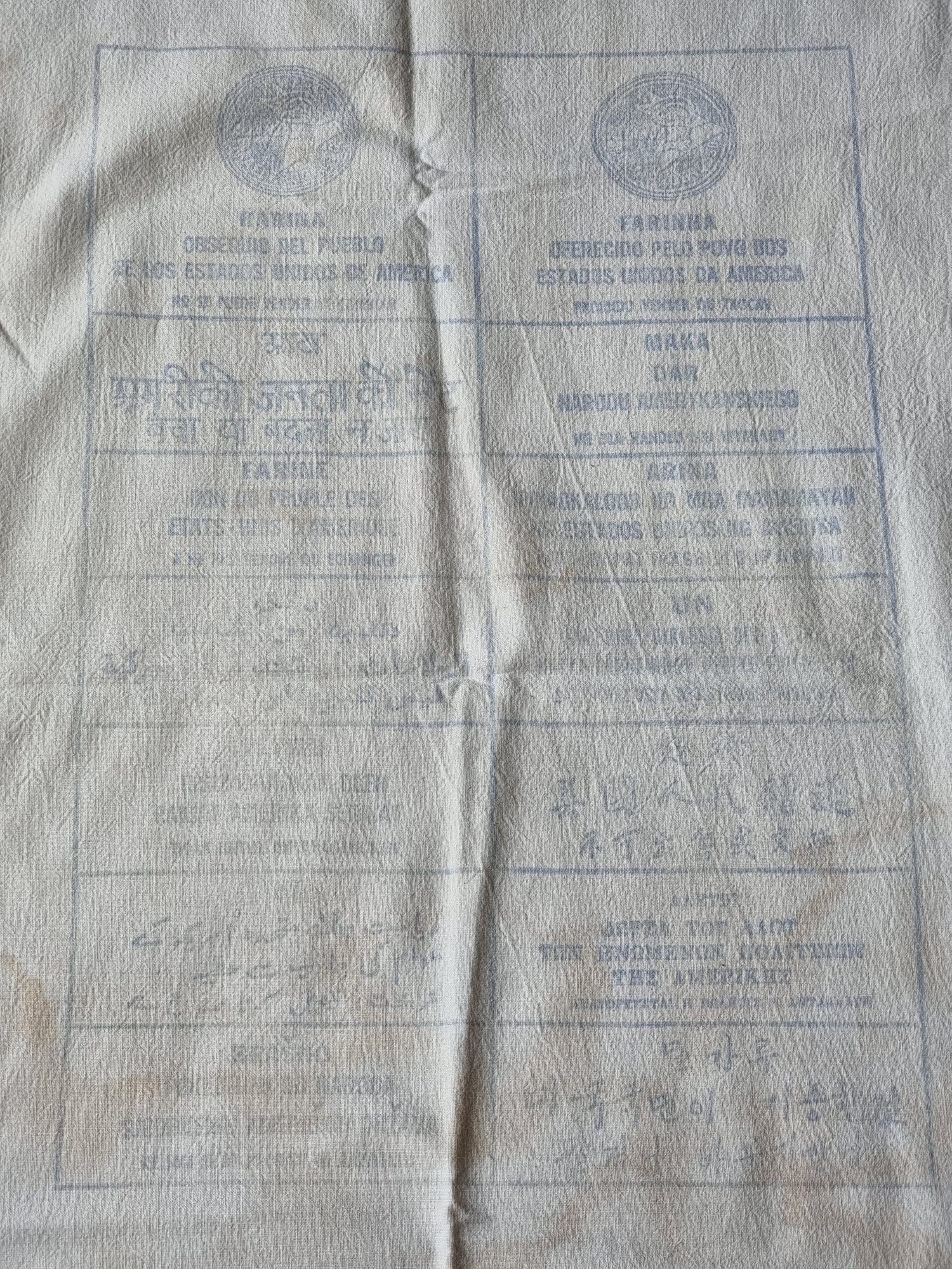 Stary worek na mąkę USA militaria rekwizyt antyk 47x85