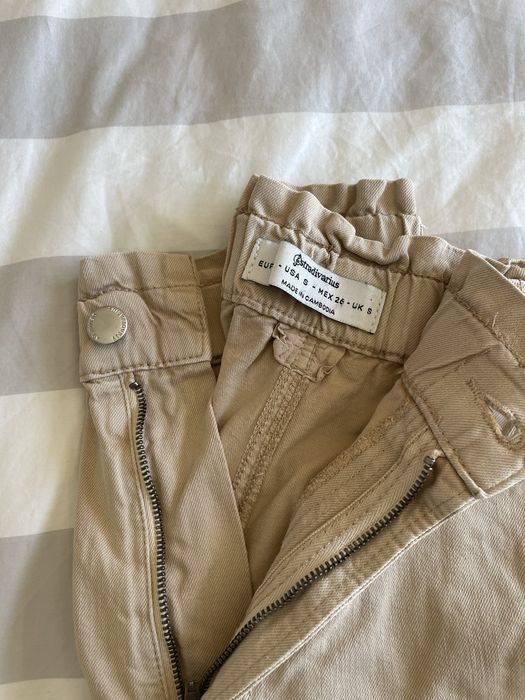 Calcas bege elastico na cintura