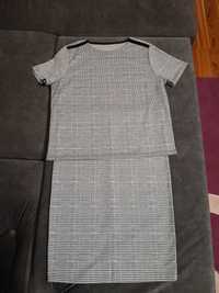 NOWY Komplet 44 L XL spódnica + bluzka szary w kratkę Esmara