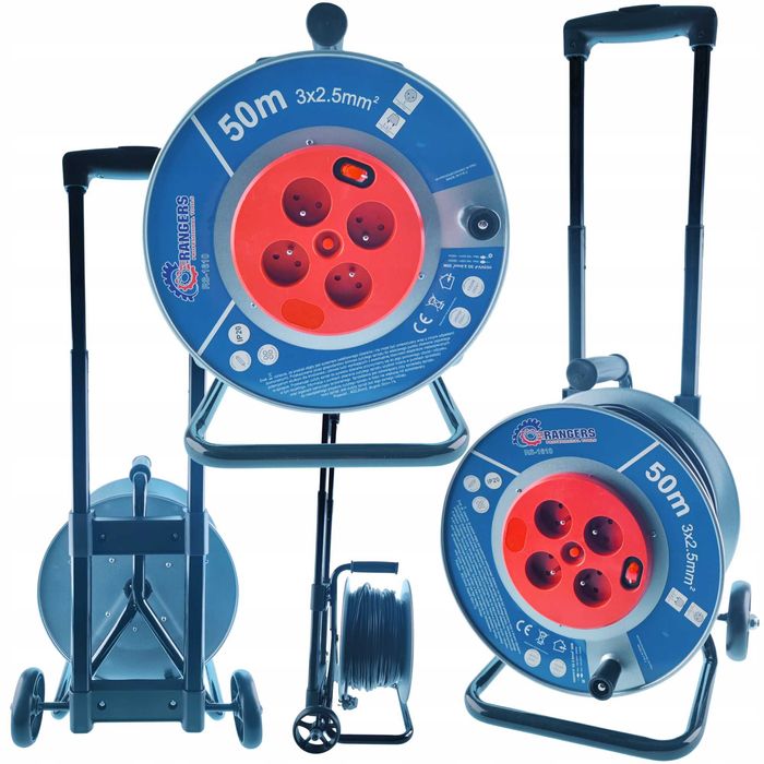 Przedłużacz Bębnowy 50m 3x2,5 na Bębnie stelażu Budowlany KOŁA Kabel