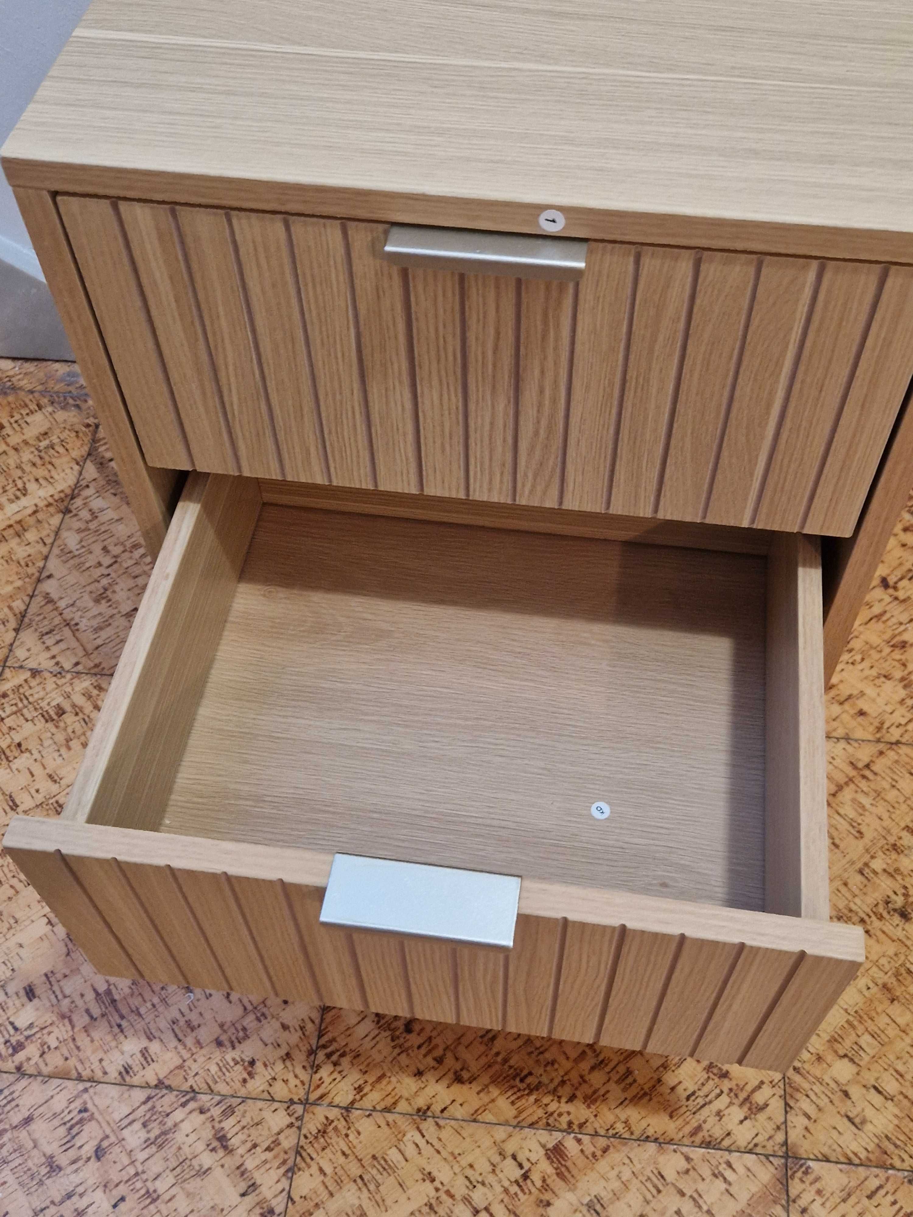 Mesa de cabeceira 2 gavetas em mdf - Bege - Hôma