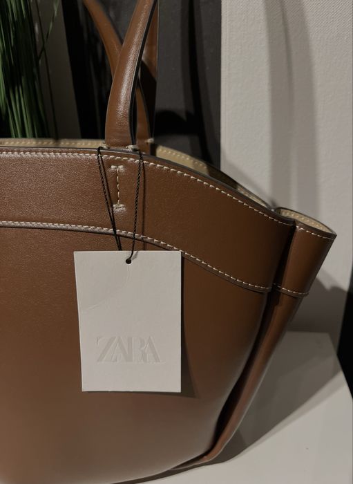 Torebka shopper Zara viral nowa z metką brązowa