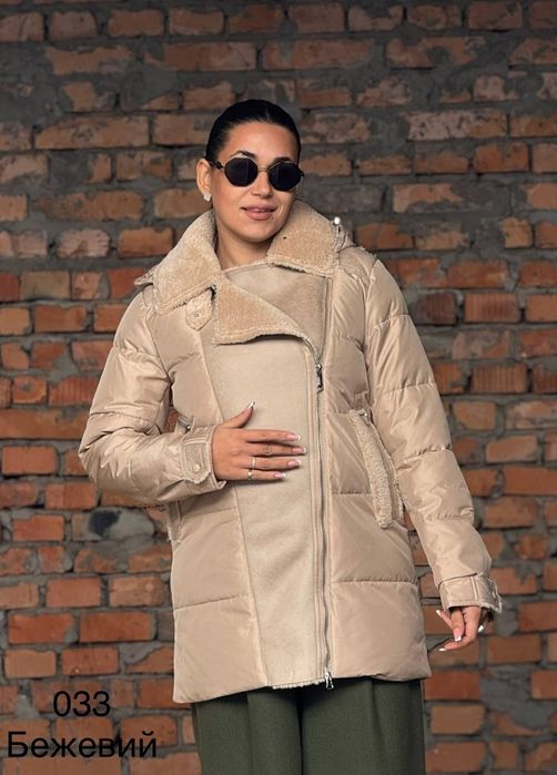 Жіноча комбінована куртка пальто