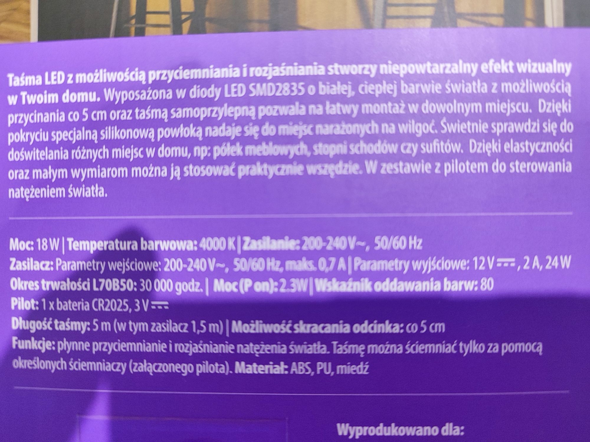 Taśma LED 5 m z pilotem NOWA lethe