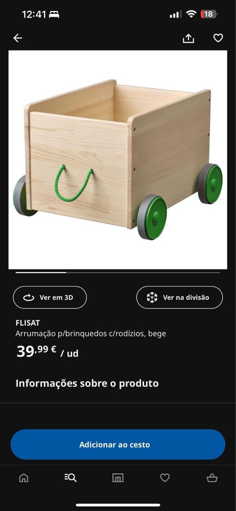 Carro p/ arrumar brinquedos - IKEA