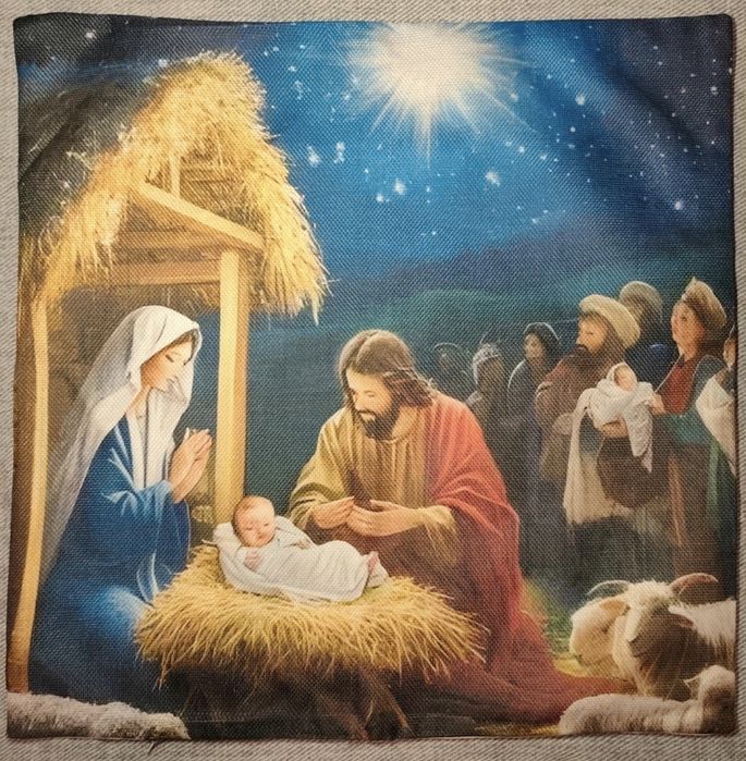 Komplet 4 świątecznych poszewek z plótna