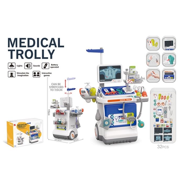 Набір лікаря,доктора на візку ,32 елемента