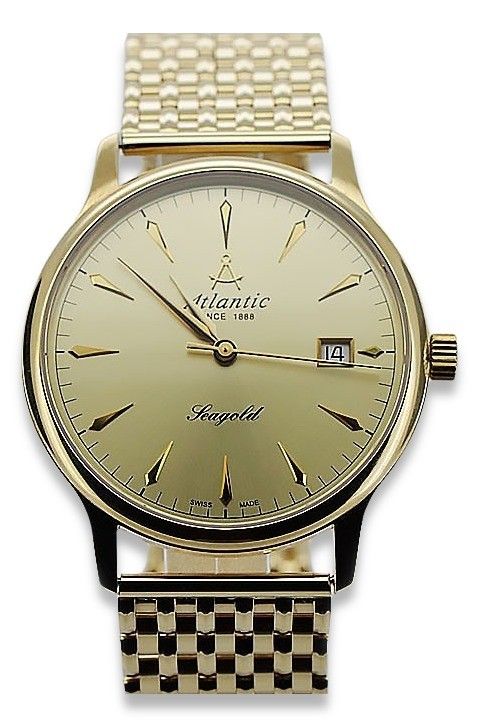 Złoty zegarek Atlantic 14k 585 bransoletą męski mw003y&mbw013y Warszaw