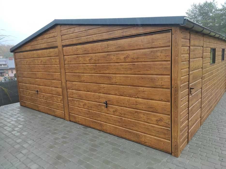Garaż blaszany drewnopodobny 7x6 6x6 6x5,80 8x6 8x7 Wiaty Garaże