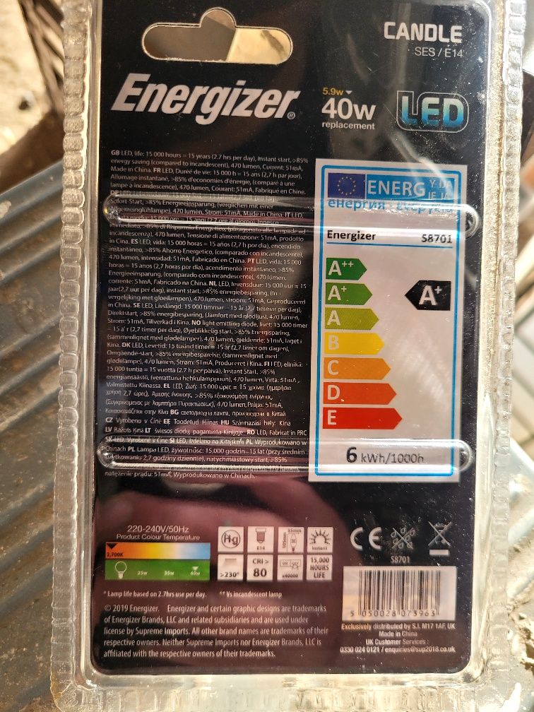 Żarówka LED świeczka E14 5.9W S8701 Energizer