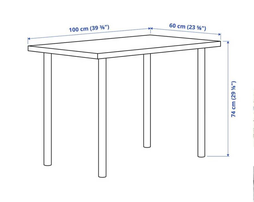 Stół, biały, 2 sz., 100x60 cm LINNMON/ ADILS