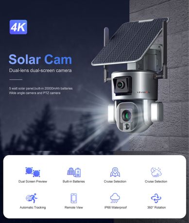 Kamera Solar 4K sim 4G micro sd 10X optical zoom