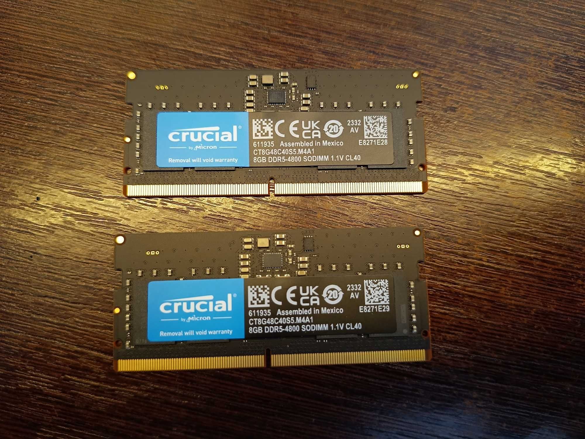 Оперативна пам'ять Crucial DDR5 4800, 2 шт по 8GB кожна