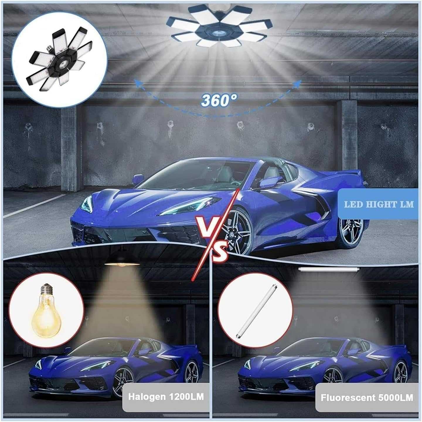 LAMPA GARAŻOWA LED 2000 Lumerów Światło Dzienne 200W