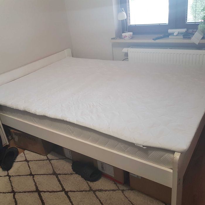 Łóżko 140x200 + materac dwustronny M2 / M3 + topper twardy