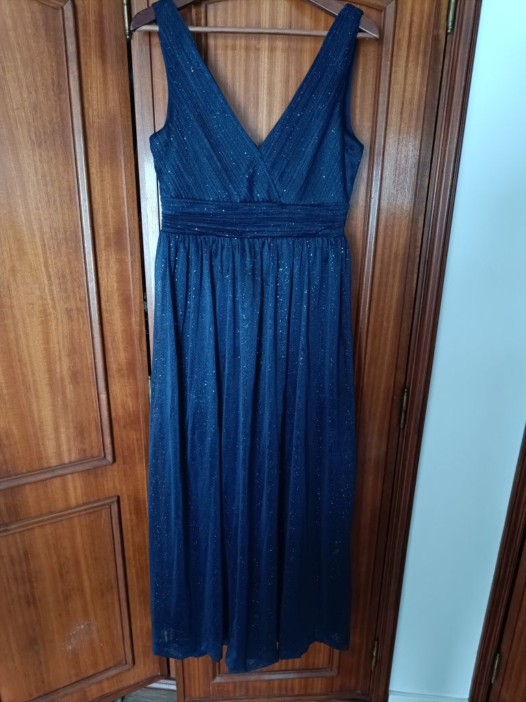 Vestido de cerimónia novo azul marinho com brilhantes.