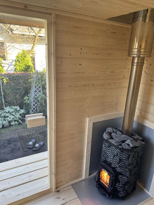 Sauna ogrodowa opalana drewnem ocieplona
