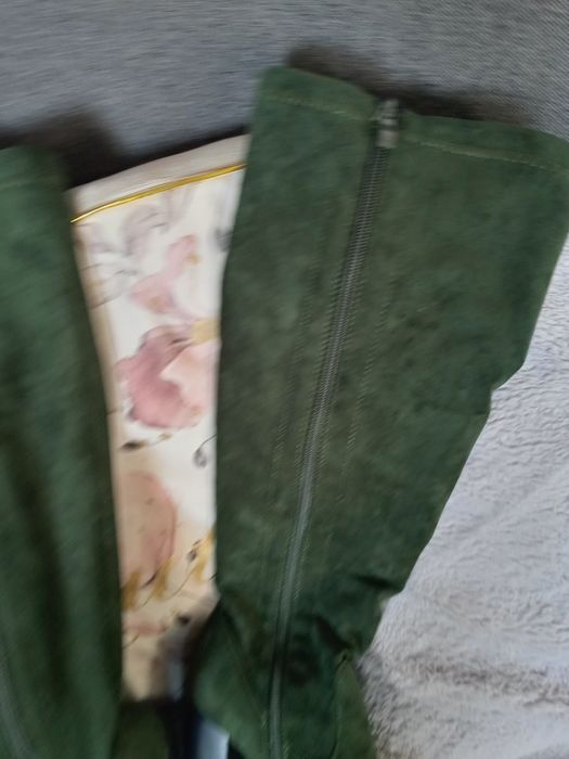 Kozaki nowe 36 zielen zamek welur miekkie