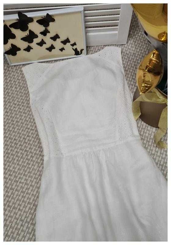 Нежное льняное белое платье от Marks&Spencer c вышивкой ришелье! р.M-L