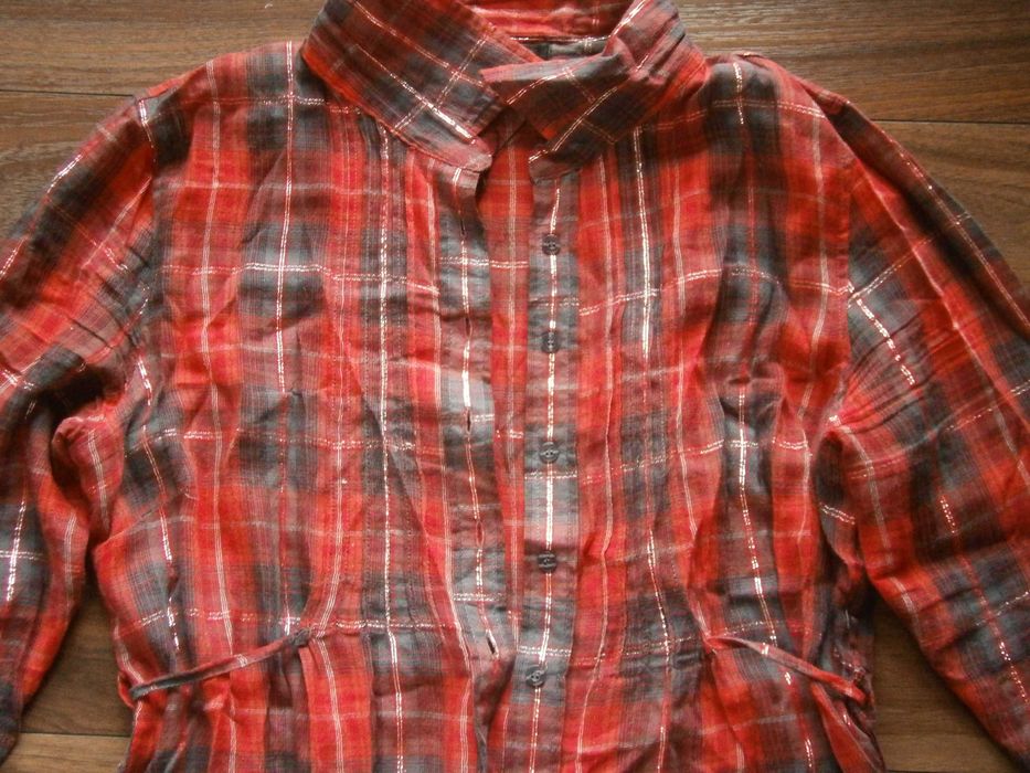 Długa koszula Amisu tunika czerwona w kratkę 40 L