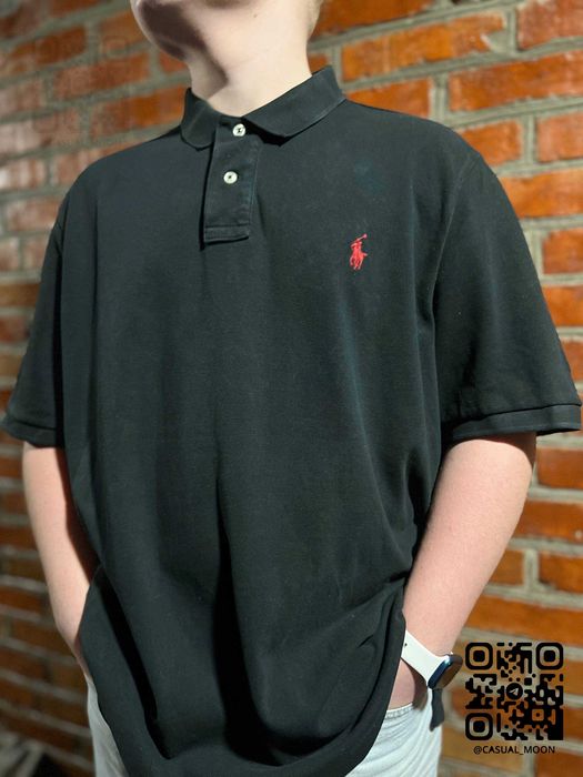 Культове Поло Ralph Lauren Iconic Mesh Polo (Чорне з Червоним Поні)