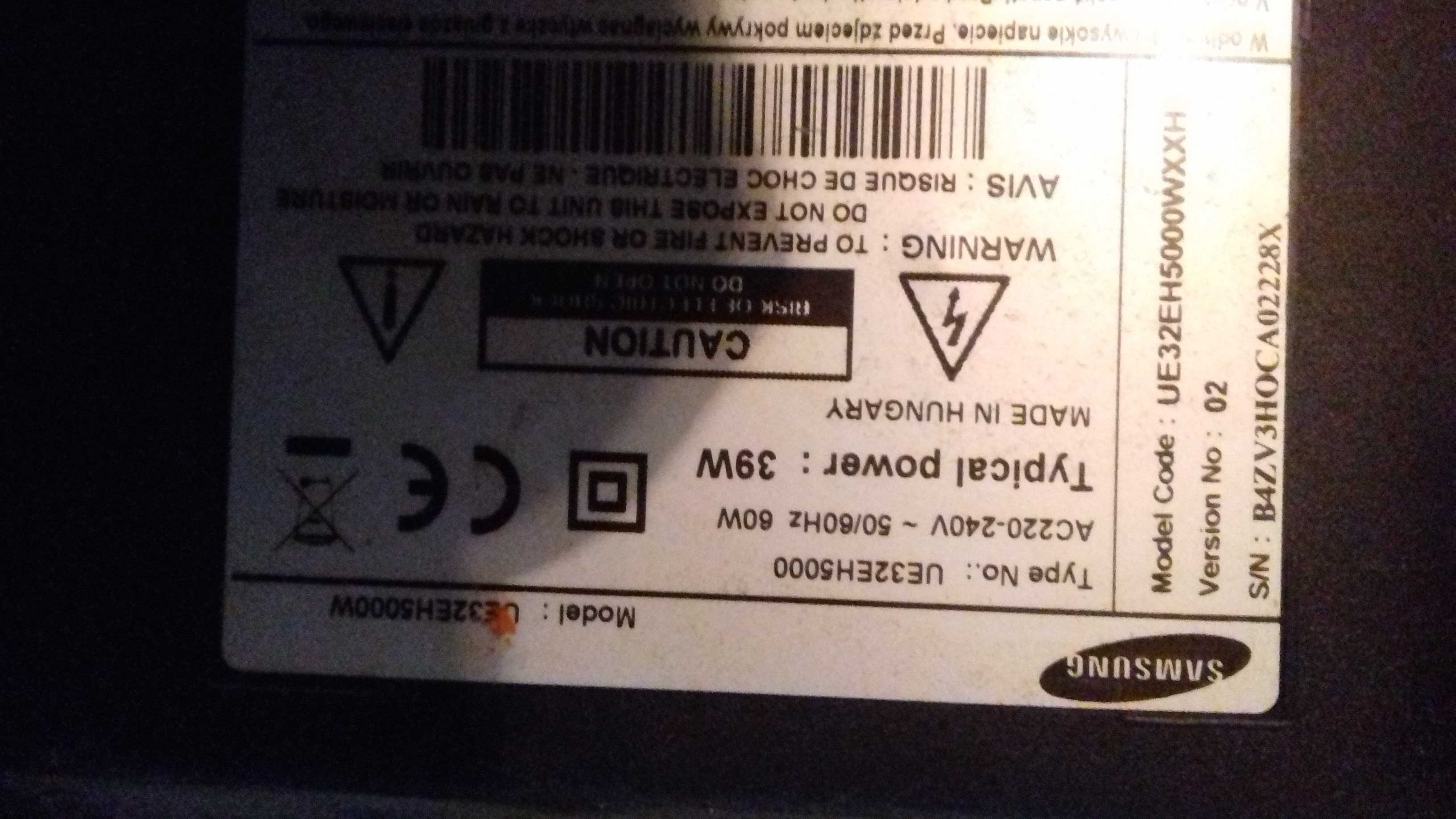 telewizor samsung model UE32EH500 zbita matryca elektronika sprawna