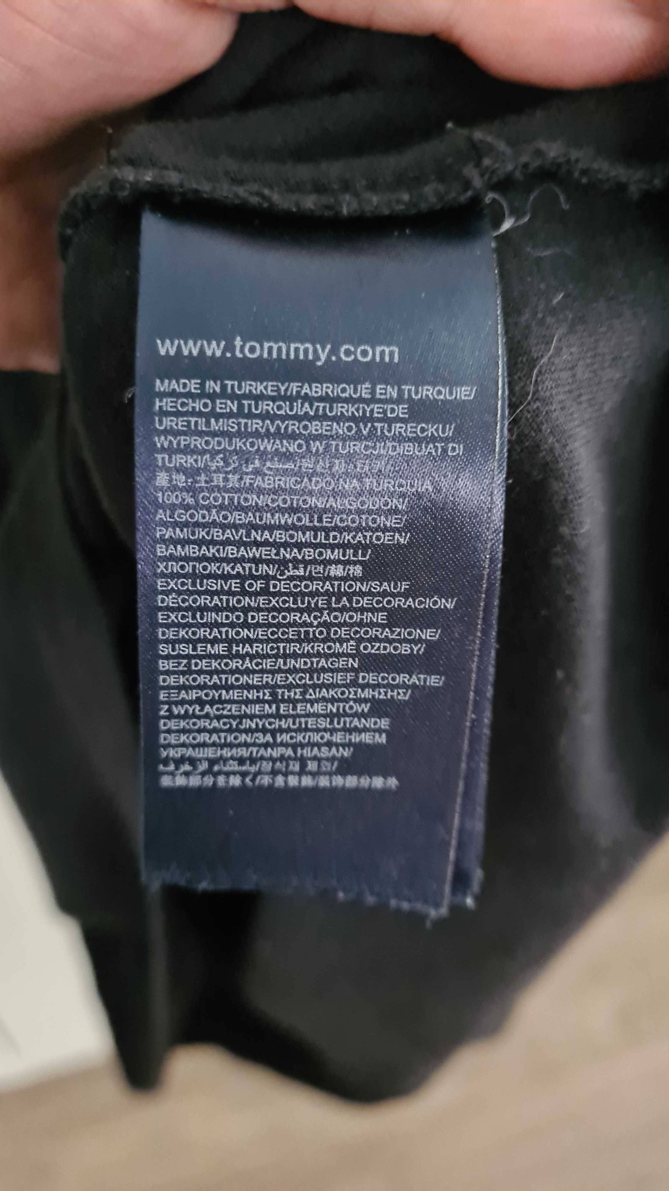 T-shirt koszulka Tommy Hilfiger serek v neck L czarna bawełniana