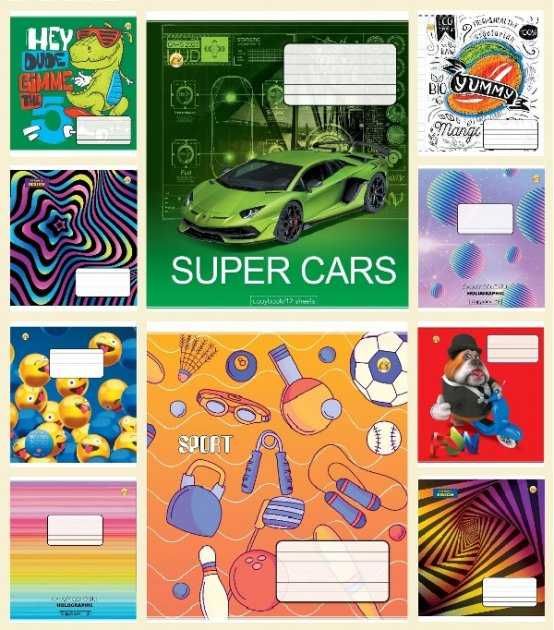 Набір зошитів учнівських в клітинку та лінію 12 аркушів