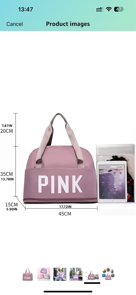 Сумка доя подорожей жіноча pink