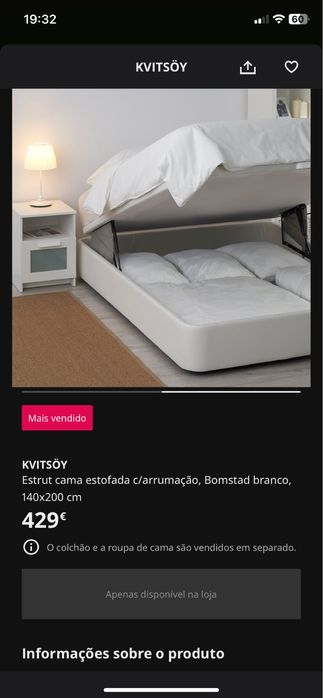 Cama somier com 2 anos apenas