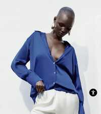 Атласна синя сорочка Zara нова