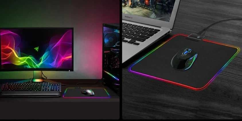 Podkładka pod mysz gamingowa podświetlenie LED RGB ** Video-play