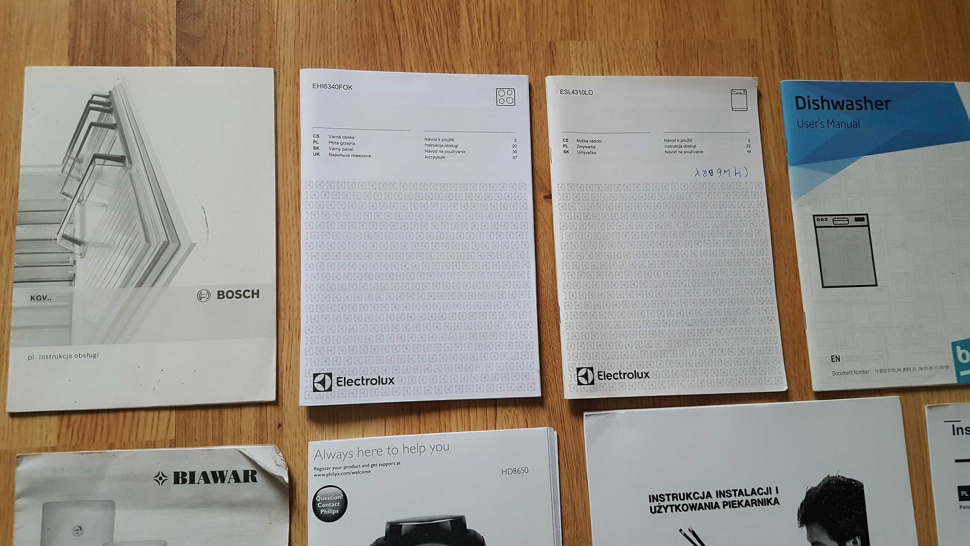 Instrukcje obsługi agd zmywarka piekarnik chłodziarka ekspres - 8 szt.