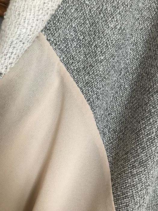 Długi sweter, tunika z łączonych materialów