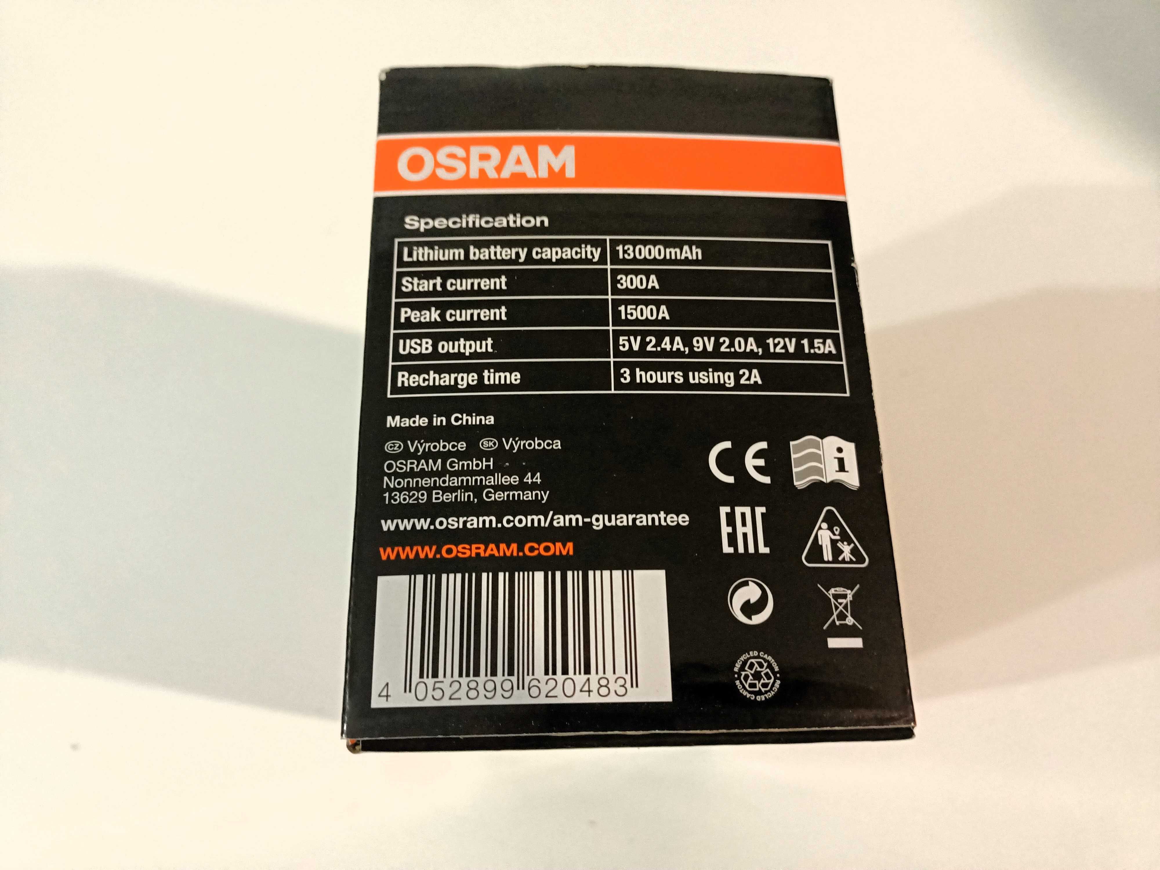 Urządzenie rozruchowe Booster Osram Battery Start 300, Powerbank 1500A